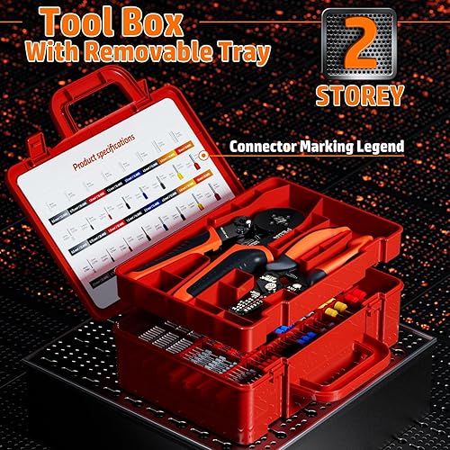 Miniatura 7 de PEBA Kit de herramientas de crimpado de virola con virolas de cobre púrpura de 24 tamaños, crimpadora de trinquete autoajustable y matrices de