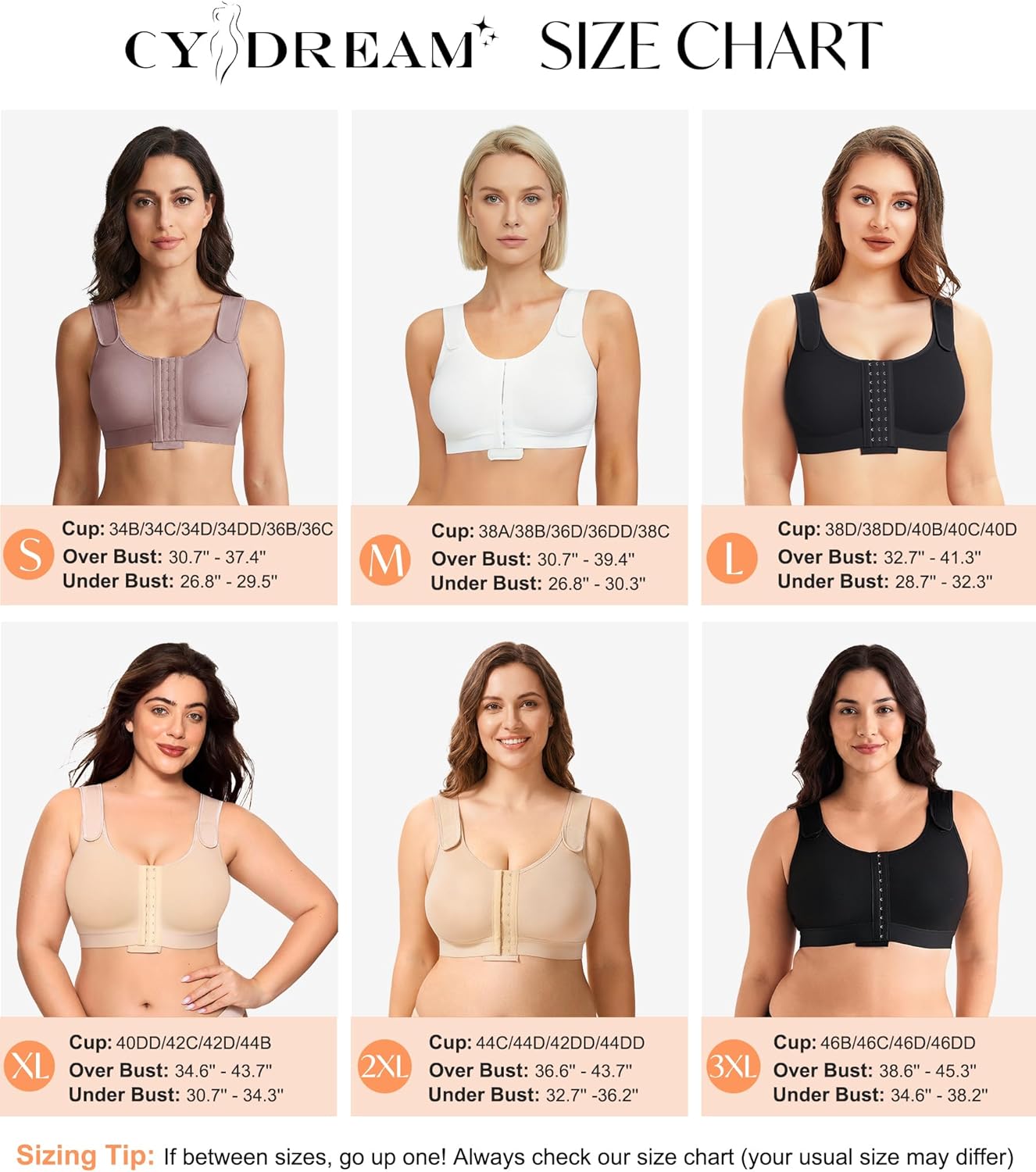 CYDREAM Front Closure Everyday Bras for Women Compression Post Surgery Support Wireless Unlined Bra Full Coverage Comfort - Image 6