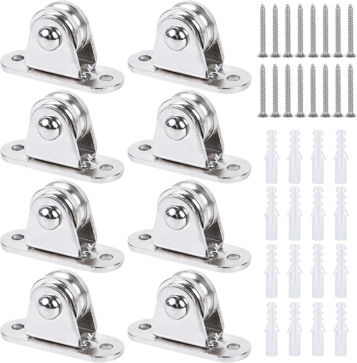Small Pulley Block 1" Mini Duplex Pulley Roller Frictionless Silent Wheel Heavy Duty Fixed Pulley Loading 176 lb for Rope Cable Cord Guide & Wall Ceiling Mount DIY Project - 8 Pack