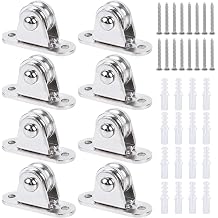 Small Pulley Block 1" Mini Duplex Pulley Roller Frictionless Silent Wheel Heavy Duty Fixed Pulley Loading 176 lb for Rope Cable Cord Guide & Wall Ceiling Mount DIY Project - 8 Pack