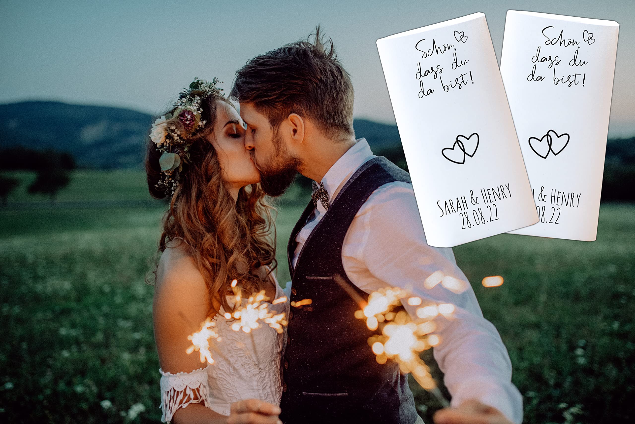 Lacrime di gioia, matrimonio con fazzoletti, bomboniere personalizzate (lacrime di gioia, set da 50 pezzi)
