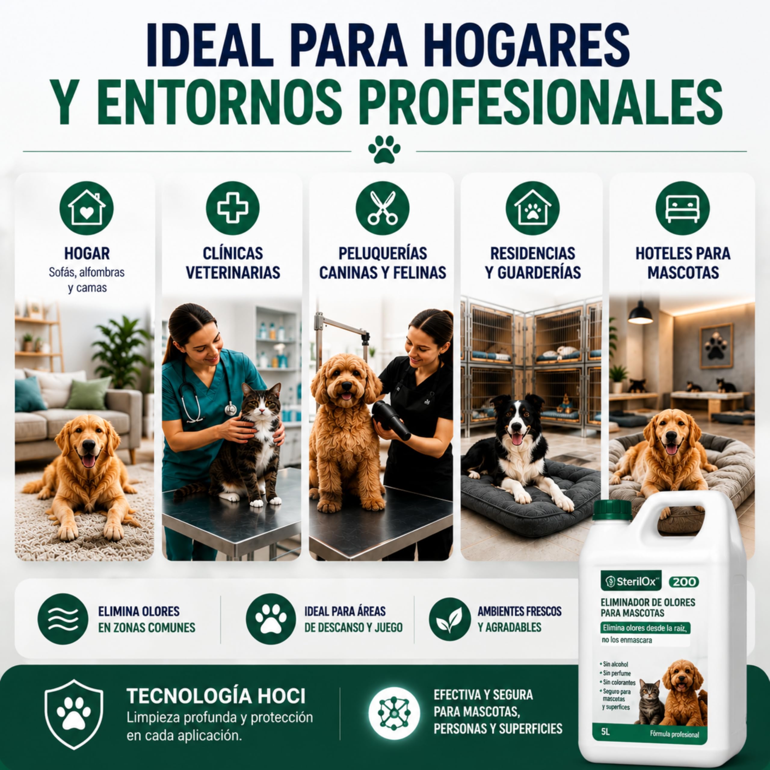 ZOO 5 L Eliminador de Olores para Perros y Gatos Sin Alcohol | Neutraliza olores de orina y mascotas. Apto para fogger y niebla fría.