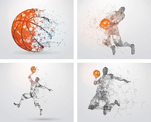 Basketball Wall Art - 4 pack - Basketball Player Wall Decals - 0544