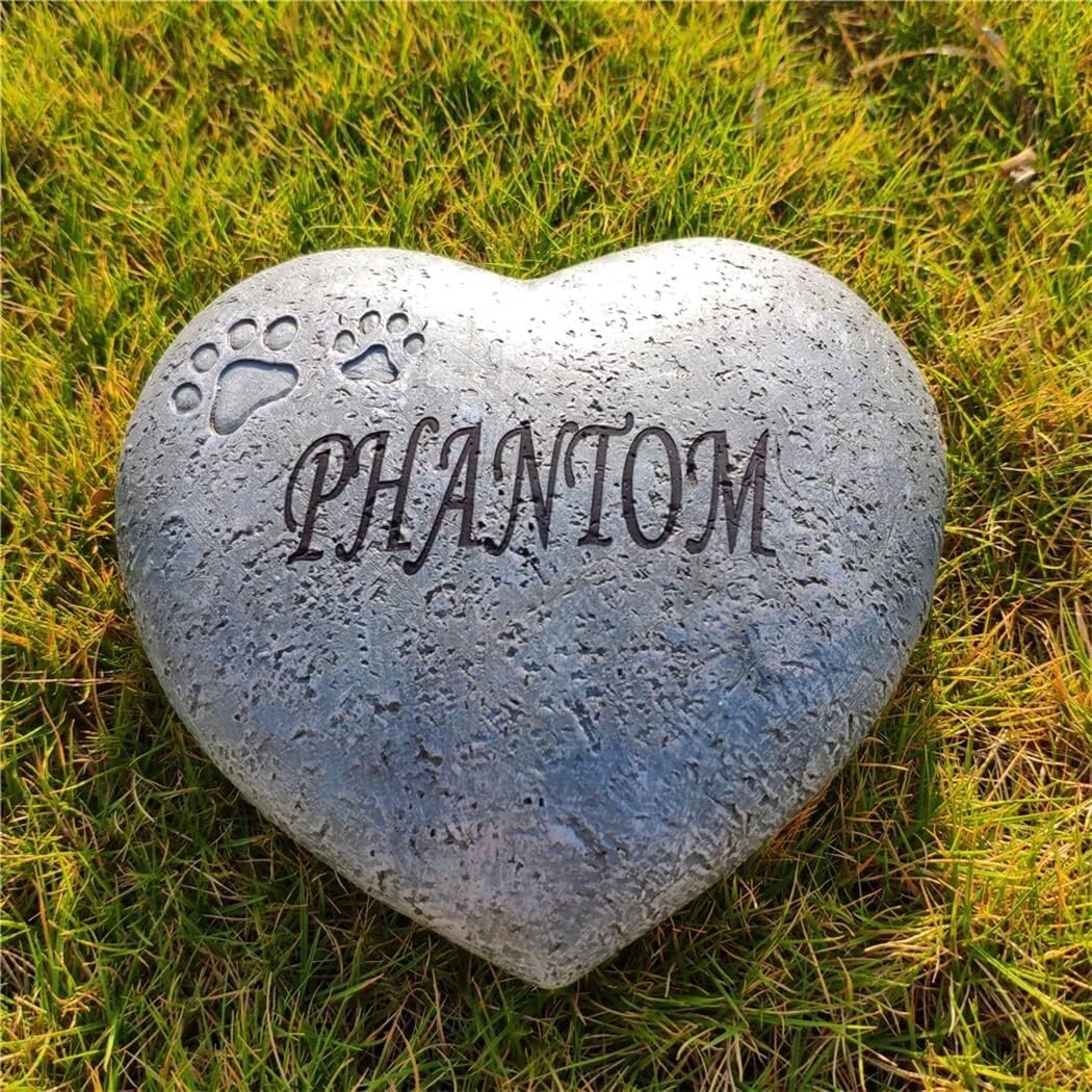 Heart-Shaped Pet Memorial Personalised Garden Stone Tombstone Plaque