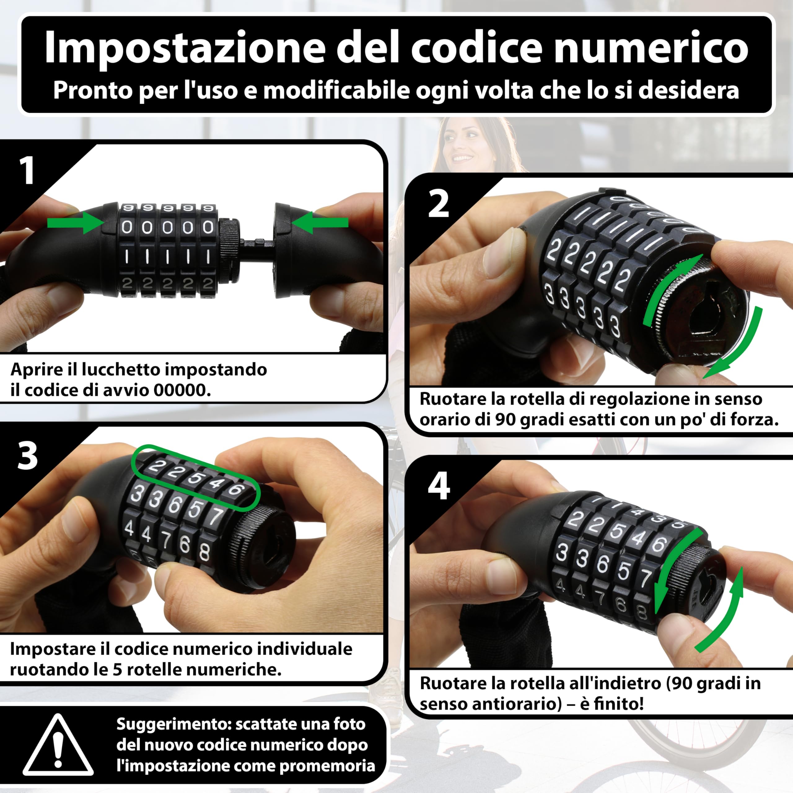 KOHLBURG Antifurto a cavo a combinazione | lungo 105 cm & 20 mm di spessore | Lucchetto a cavo per alta sicurezza con combinazione numerica | Antifurto con codice con numeri per bici elettrica, scooter