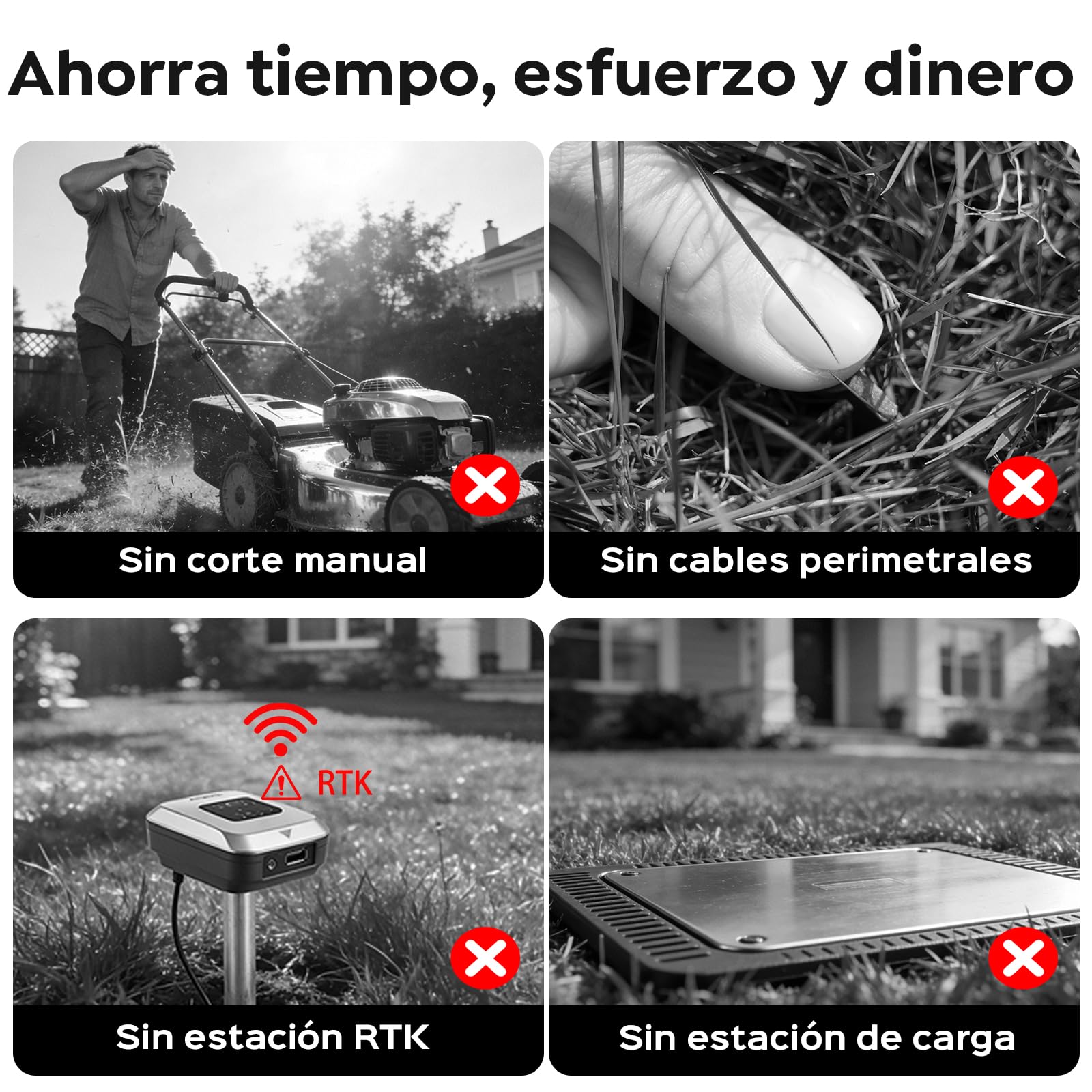 YARDCARE V3 Robot Cortacésped sin Cable Perimetral | Navegación Visual, Detección de 150+ Obstáculos, Control por App, 50 dB, Bandas Magnéticas