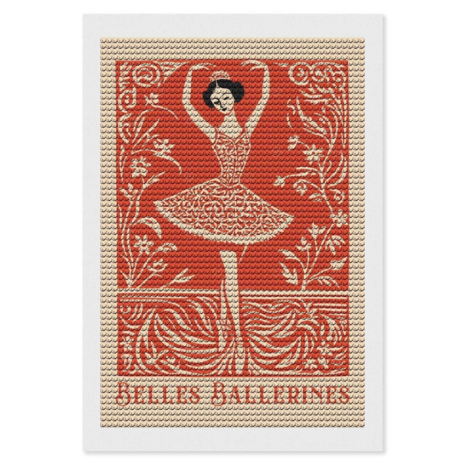 Junmoney Belles Ballerines Vintage Ballet Art Diamond Art Canvas 8"x12", for Adults, Pleasing Wall Art Project, Modern Decor, Gift Idea, Nice Detail and Sparkle
