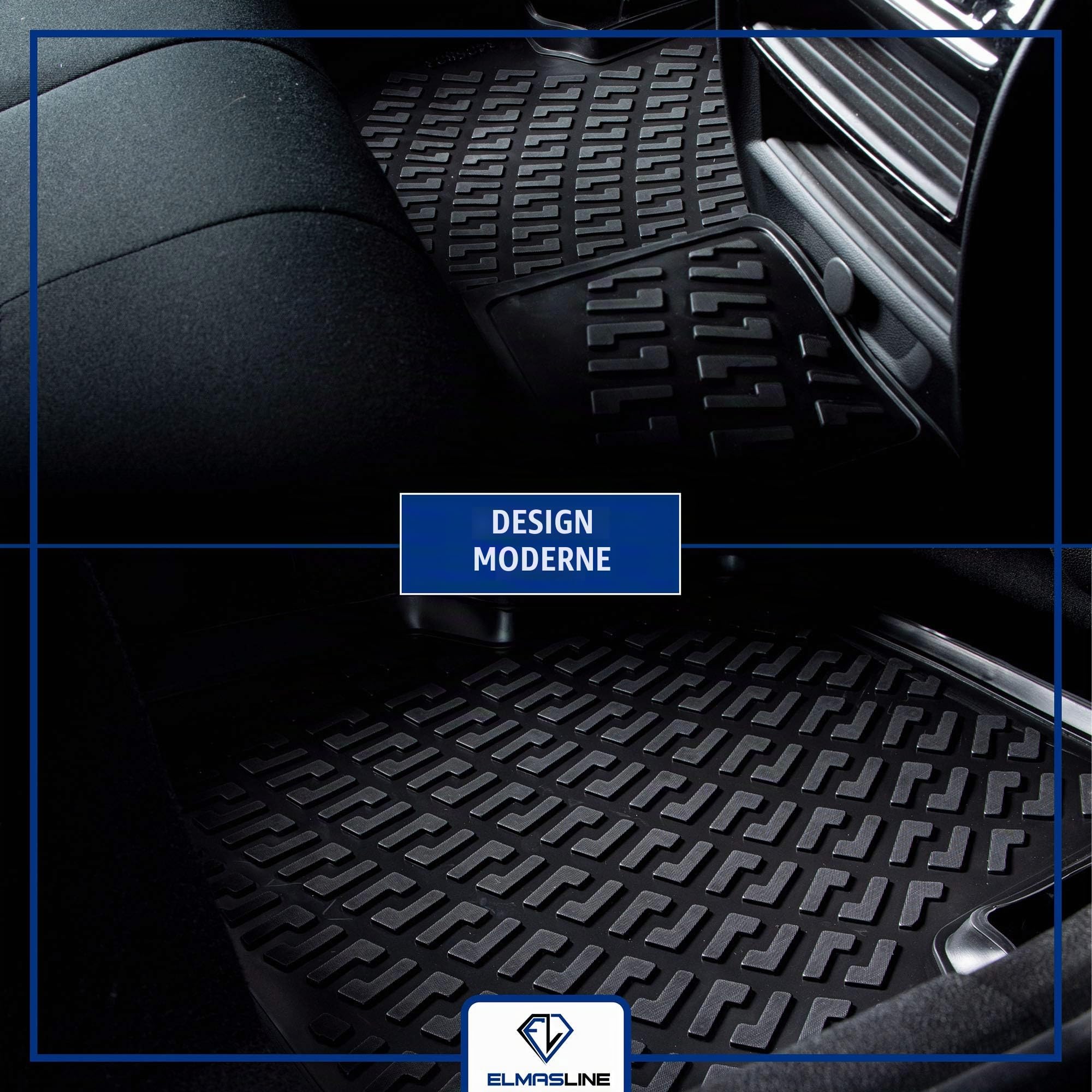 Elmasline Jeu de Tapis en Caoutchouc Design 3D pour Peugeot 3008 1 2009-2017 | Tapis de Voiture en Caoutchouc avec Bords Extra Hauts | Accessoires Auto