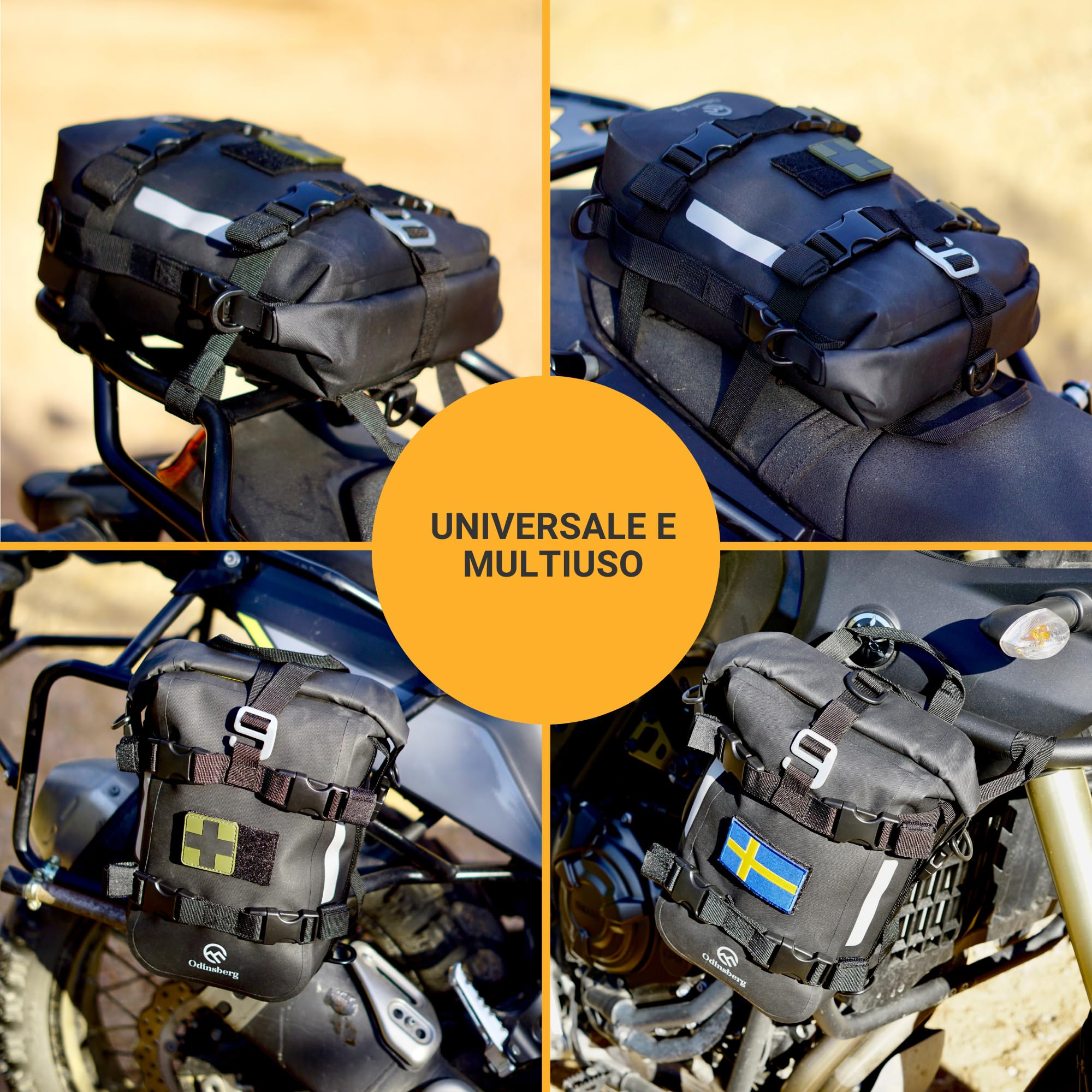 Odinsberg 7L Borsa Impermeabile Moto Posteriore Laterale Sella Drybag Rullo Portapacchi