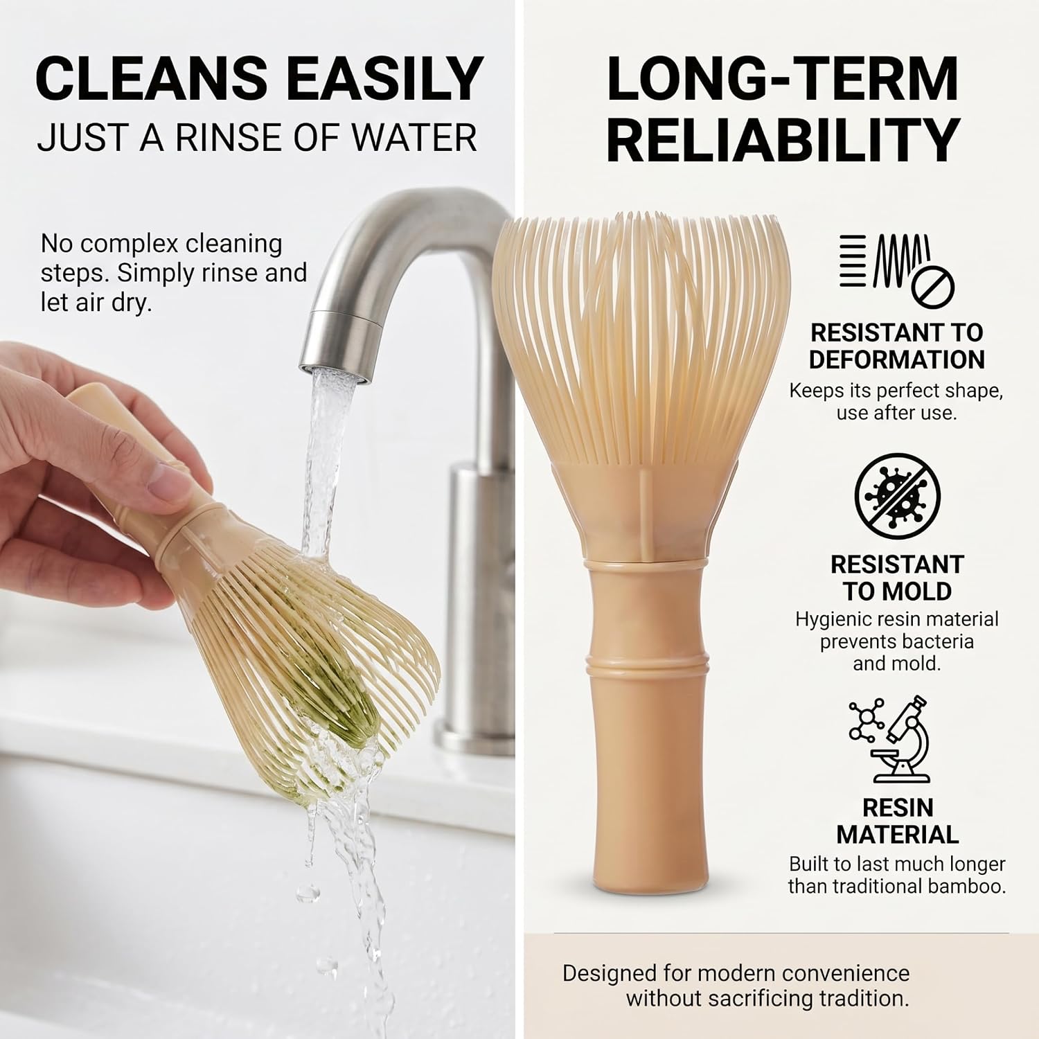 Matcha Tools, Resin Tea Whisk Matcha Wisk with Easy Grip Handle for Home Office Tea Room, 4.7 Inch image 5