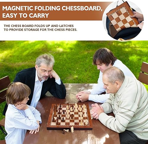 Miniatura 6 de Peradix Juegos de tablero de ajedrez para adultos y niños, juego de ajedrez magnético de madera con 2 reinas adicionales, ajedrez de torneo