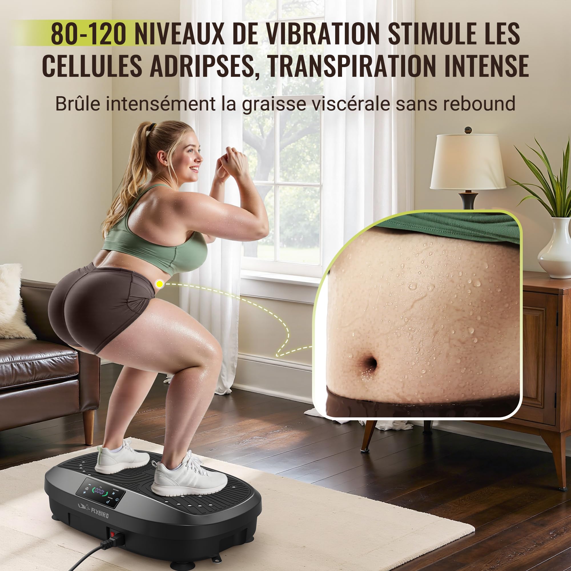 FLYBIRD Plateforme Vibrante Perte de Poids, 150 kg, Silencieux, Compact