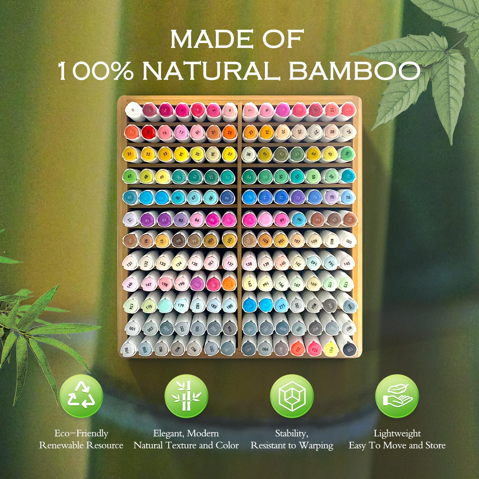Organiseur de bureau en bambou pour 168 marqueurs stylos crayons pinceaux artistiques