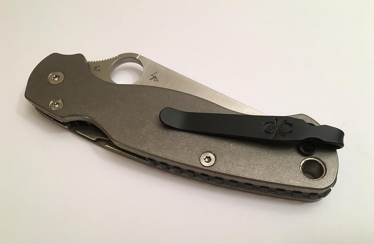 Flat Black Titanium Clip Made For Spyderco Paramilitary 2 C81GP2 C81GPCMO2 C81GPDBL2