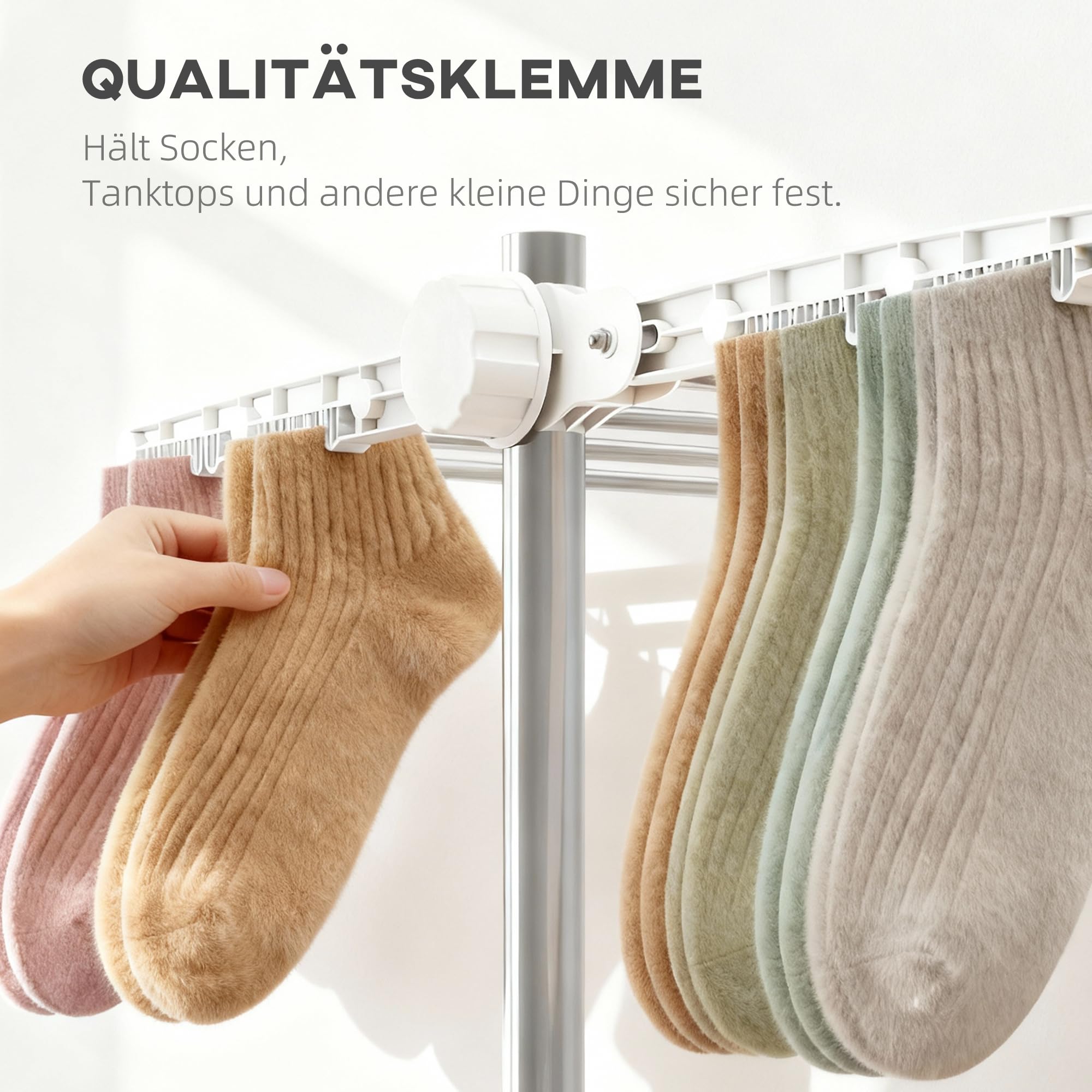 HOMCOM Wäscheständer Turm Standtrockner mit 4 Ebenen, klappbare Flügel, Rollen, Turmwäscheständer für Innen und Außen, 142 x 55 x 172 cm, Weiß