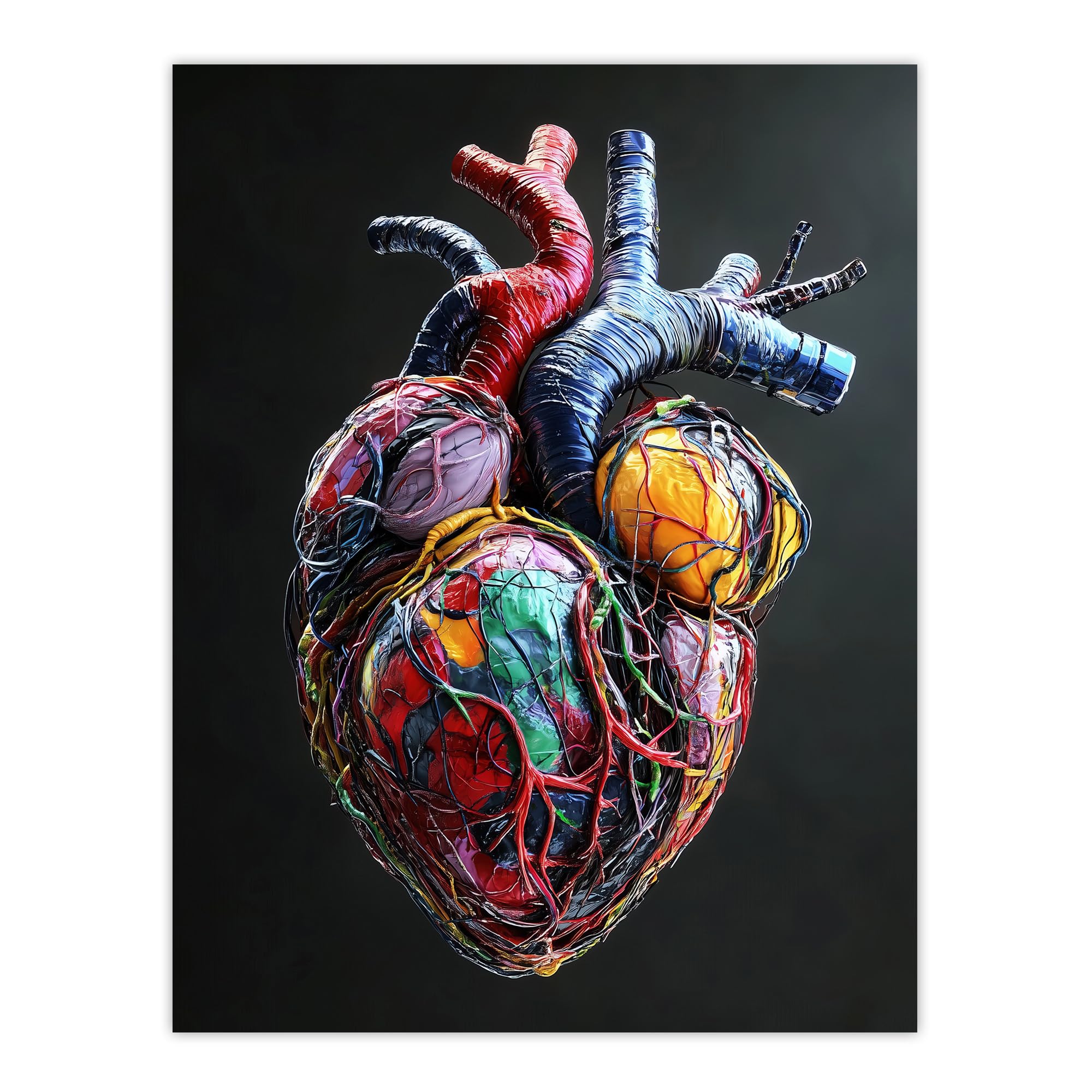 Artery8 Colourful Anatomical Human Heart Bold Modern Living Room Extra Large XL Wall Art Poster Print