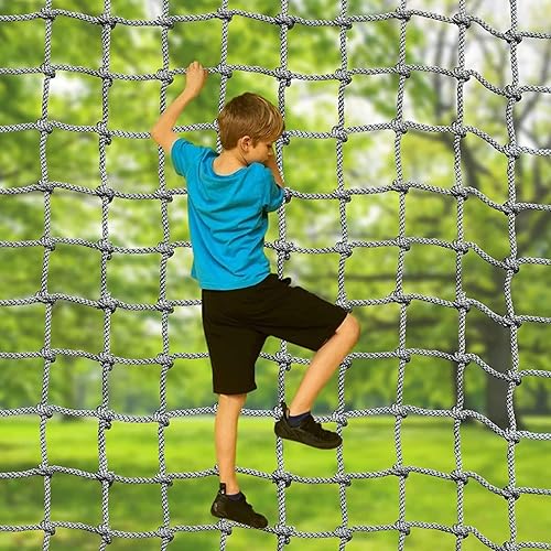 Miniatura 5 de Red de escalada para niños, escalera de cuerda de carga de red de seguridad, red decorativa para valla de jardín, adecuada para patio de recreo en
