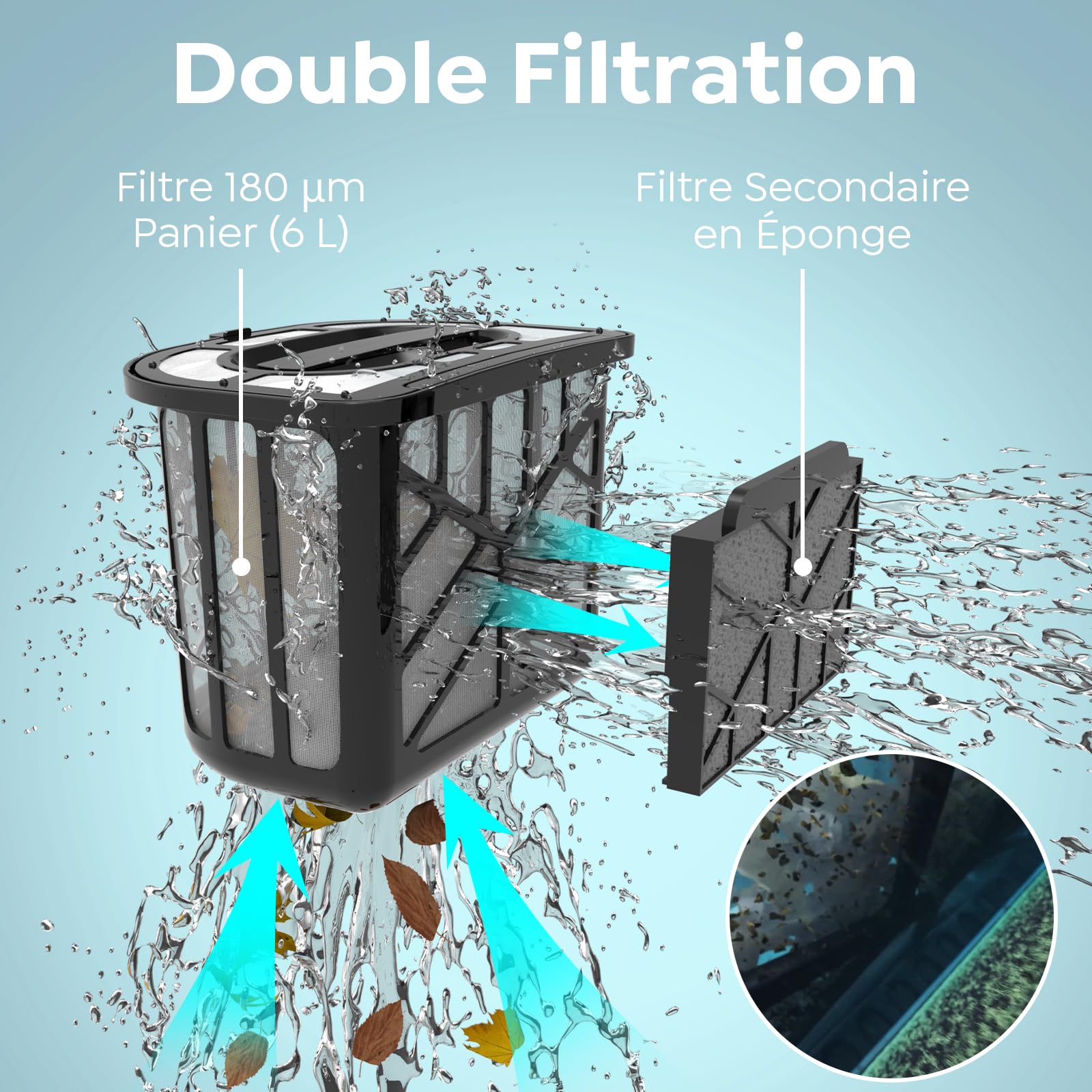 Pleco Pro Robot de Piscine sans Fil, Robot Piscine Fond et Parois, Autonomie 210 Min, Double Filtration, 7 Modes, Contrôle Via App, Aspirateur pour piscines Jusqu’à 200㎡, Graphite