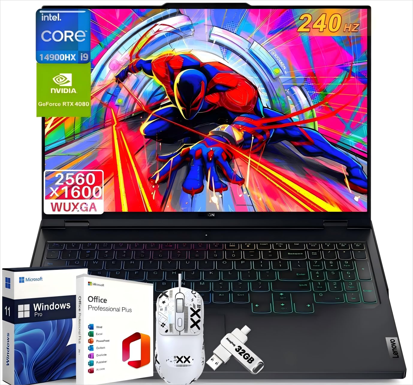 Lenovo Legion Pro 7i Gen 9 Gaming Laptop, Intel 24 Core i9-14900HX, GeForce RTX 4080 12GB, 16" IPS QHD+ 240Hz Display, 32 GB DDR5 RAM, 2 TB SSD, Win 11 Pro & Office Lifetime License, w/Accessories