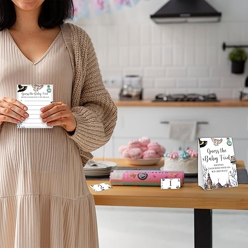 Miniatura 6 de Magic School Baby Shower Juego de juego de fiesta de bebé, 1 letrero de pie con 25 tarjetas de respuesta y 6 tarjetas de números, suministros de