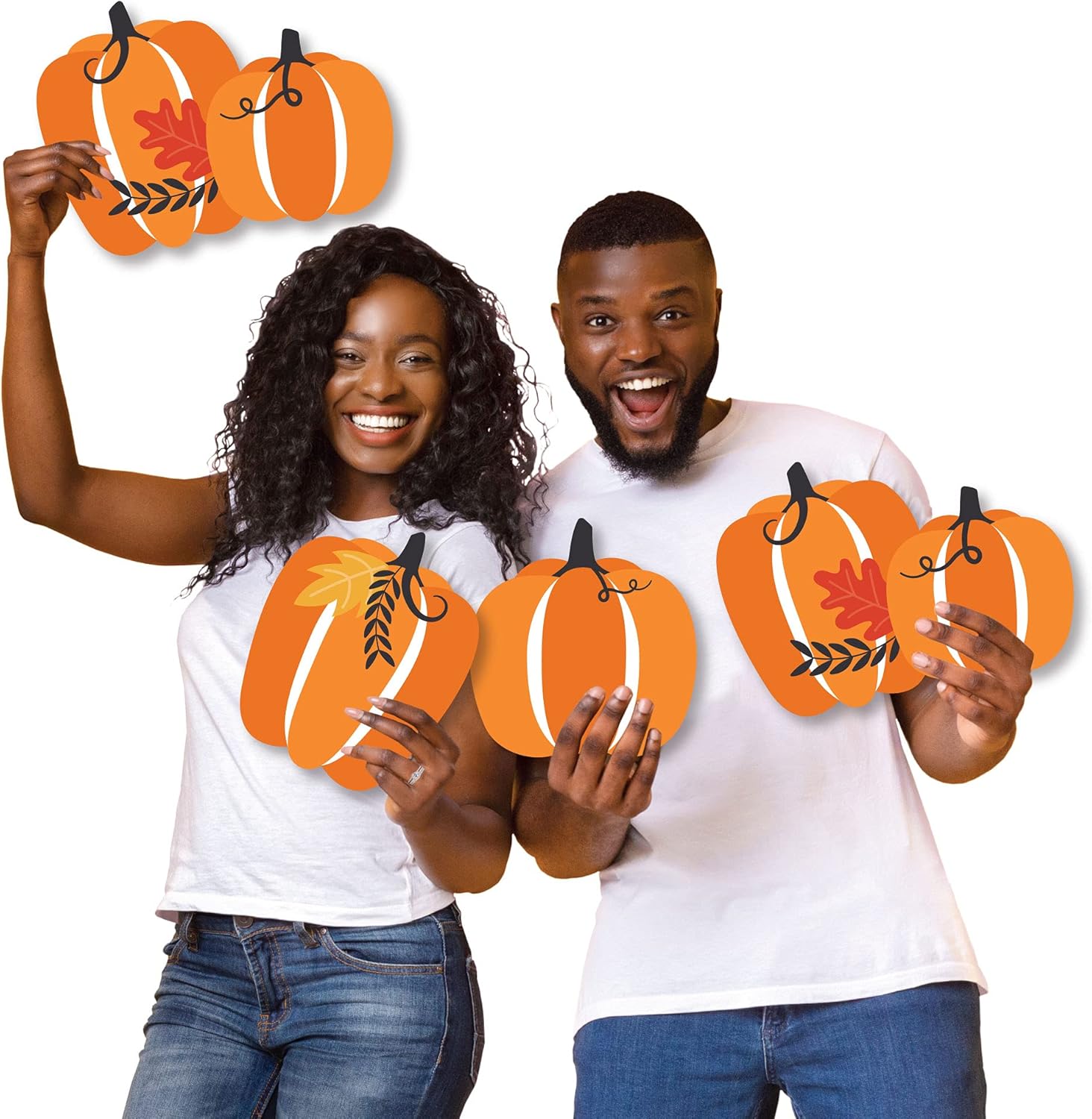 Big Dot of Happiness Fall Pumpkin - Yard Sign and Outdoor Lawn Decorations - Halloween or Thanksgiving Party Yard Signs - Set of 8