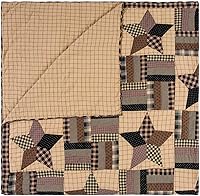 Vista 4 de VHC Brands Bingham Star Cotton Americana Bedding Pre-Washed Patchwork Square Queen Quilt, Soft Black