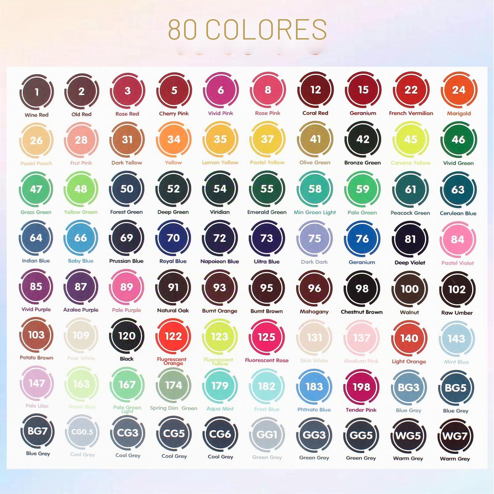 Chen Rui 80 Rotuladores Alcohol con App Markers Doble Punta Pincel y Ancha