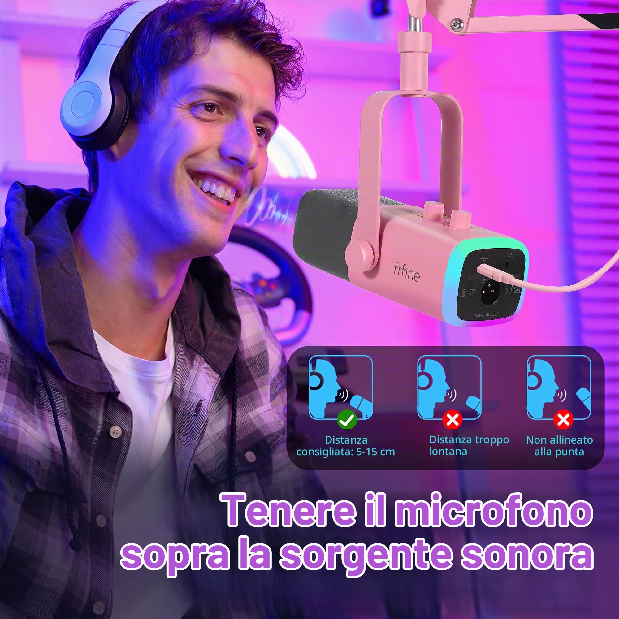 FIFINE XLR Streaming Microfono Kit Dinamico per Podcasting, Gaming Micrófono USB per PC Mac PS4 PS5, Cardioide Microphone per Registrazione Vocale