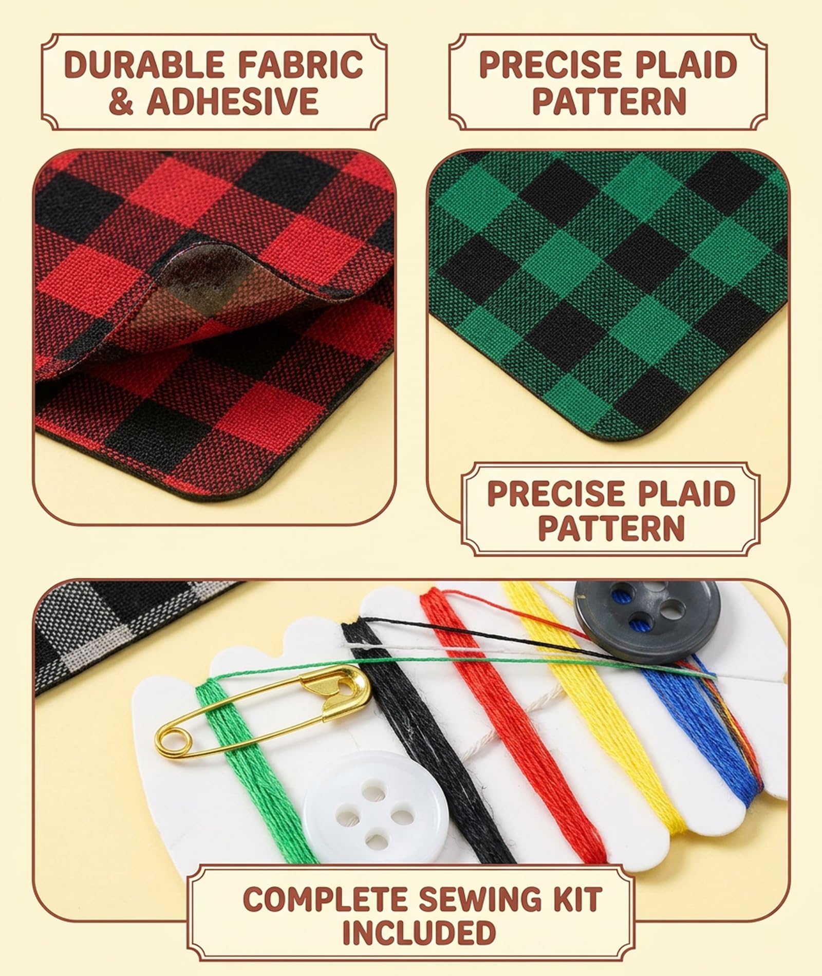 20-Piece Patch for Clothes, Plaid Denim Fabric Repair Patch for Jeans and Jackets, Sew-On Clothing Repair Patches and DIY Craft Accessories 1