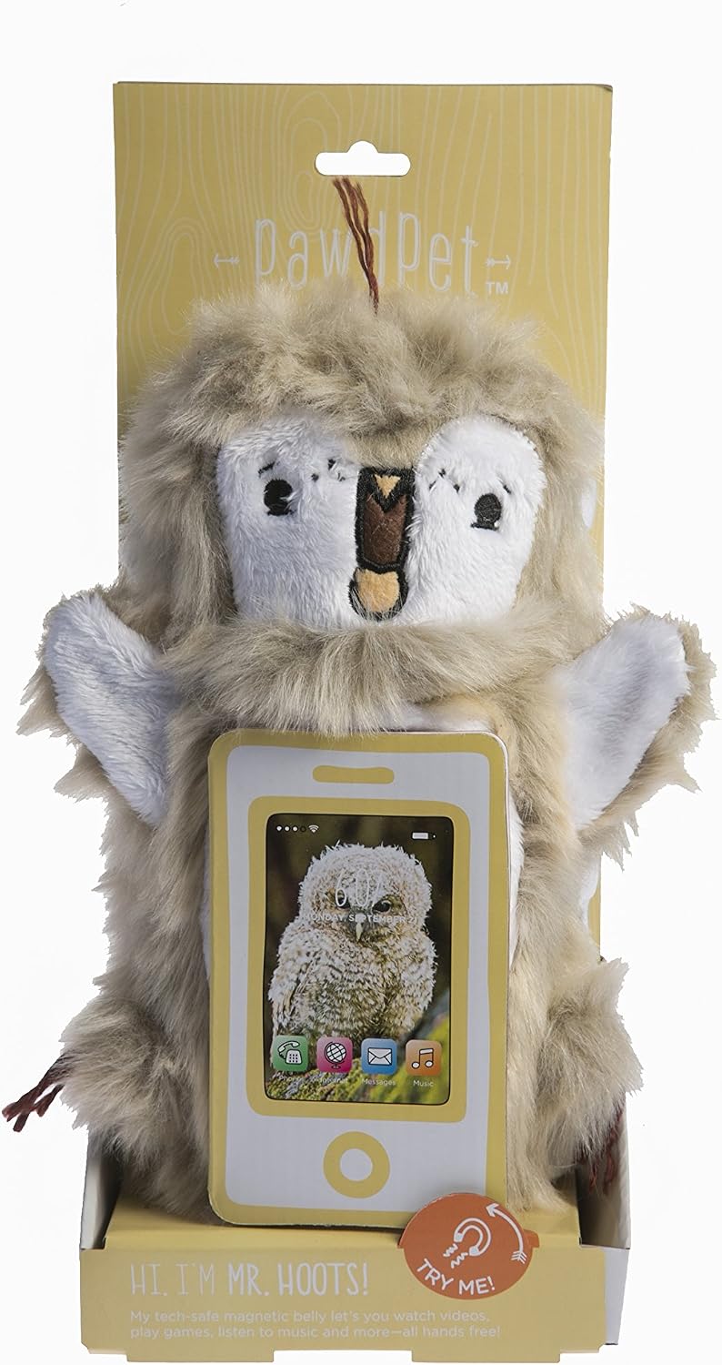 Plush Protective Pals Mr. Hoots (Owl) Small Magnetic Holder & Carrier for iPhone, iPod Touch, and Mobile Devices up to 4’’ Screen Size