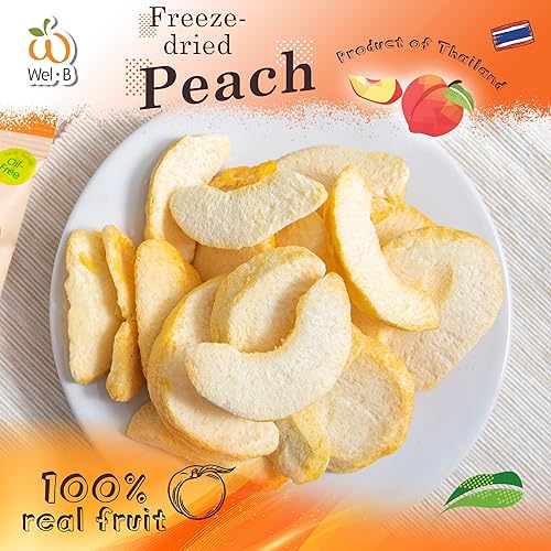 Miniatura 2 de Wel-B Bocadillos de frutas liofilizadas, melocotones frescos liofilizados para obtener una textura saludable y crujiente mientras conservan el sabor