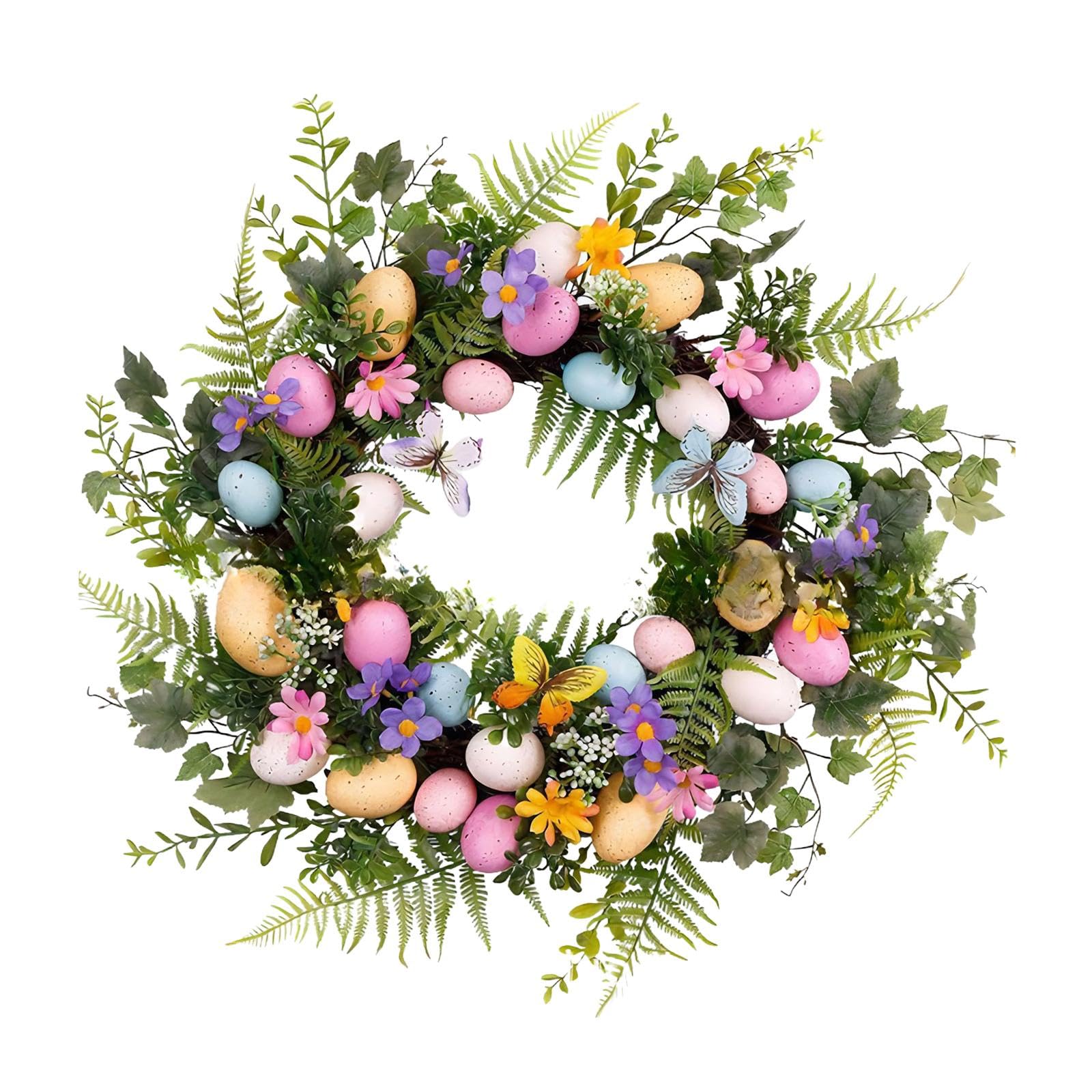 Sharplace Ghirlanda di Uova di Pasqua con Foglie Verdi Artificiali per La Porta D'ingresso di Casa Durante Le FESTIVITÀ.
