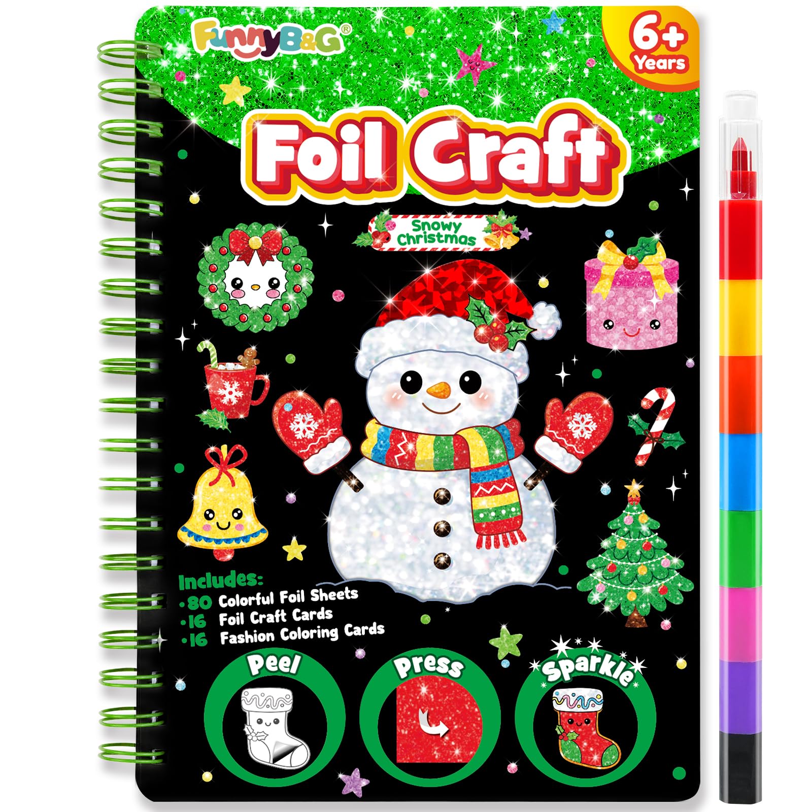 FUNNYB&amp;G Foil Art Craft Kit for Kids, Christmas Crafts Gift Toy for Kids