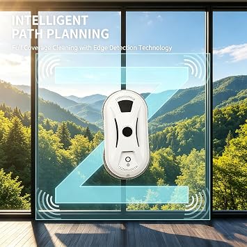 Automatic Window Cleaning Robot, 2800Pa Dual Suction & Anti-Fall | 3 Cleaning Modes for High-Rise Windows & Glass Surfaces - Smart Path Planning, Wet/Dry Cleaning, One-Button Start