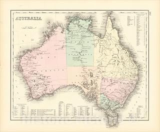 Historic Map : Australia, 1875, O.W. Gray, Vintage Wall Art : 24in x 20in