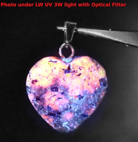 Miniatura 8 de 2PCs rubí rojo en verde fucsita corazón en forma de colgantes wplata plateado ojete natural piedra preciosa cristal mineral UV reactivo decorativo