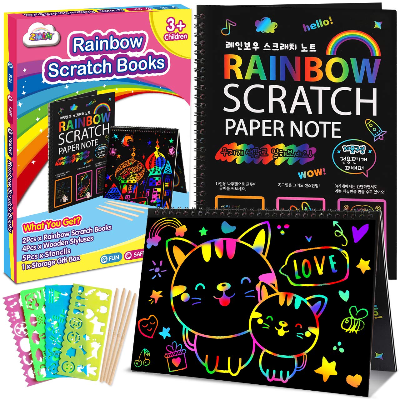 Buy ZMLM Scratch Paper ArtCrafts Gift 2 Pack Bulk Rainbow Magic Paper