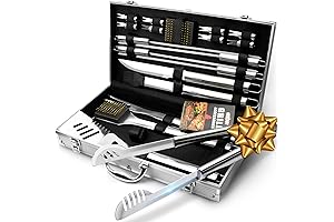 GRILLART BBQ Grill Utensil Tools Set Reinforced BBQ Tongs 19-Piece Stainless-Steel Barbecue...