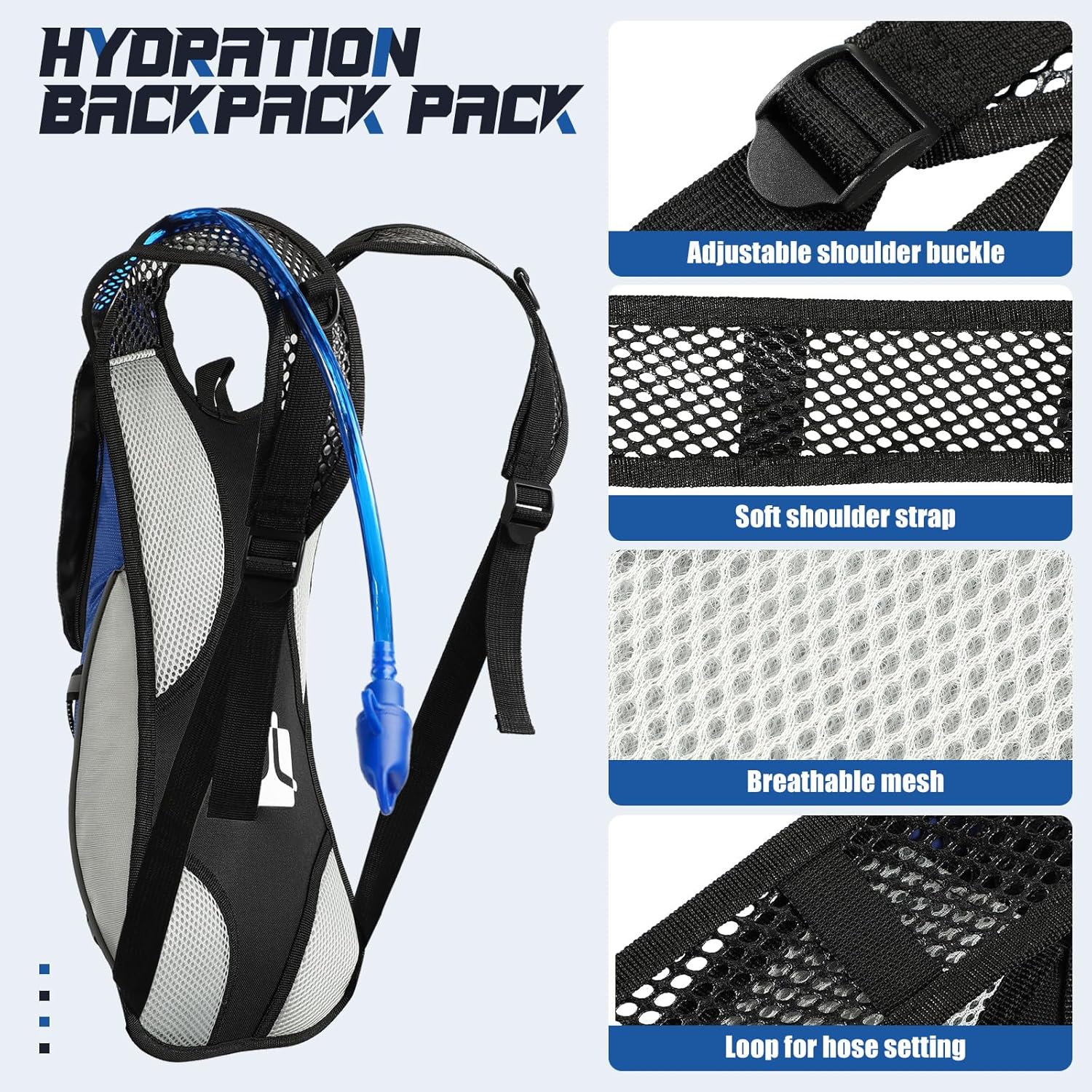 2 Pack Hydration Backpack Pack with 2L Water Bladder, Hiking Backpack with Hydration Bladder Water Rucksack Backpack Bladder Bag Cycling Bicycle Bike/Hiking Climbing Pouch - Image 4