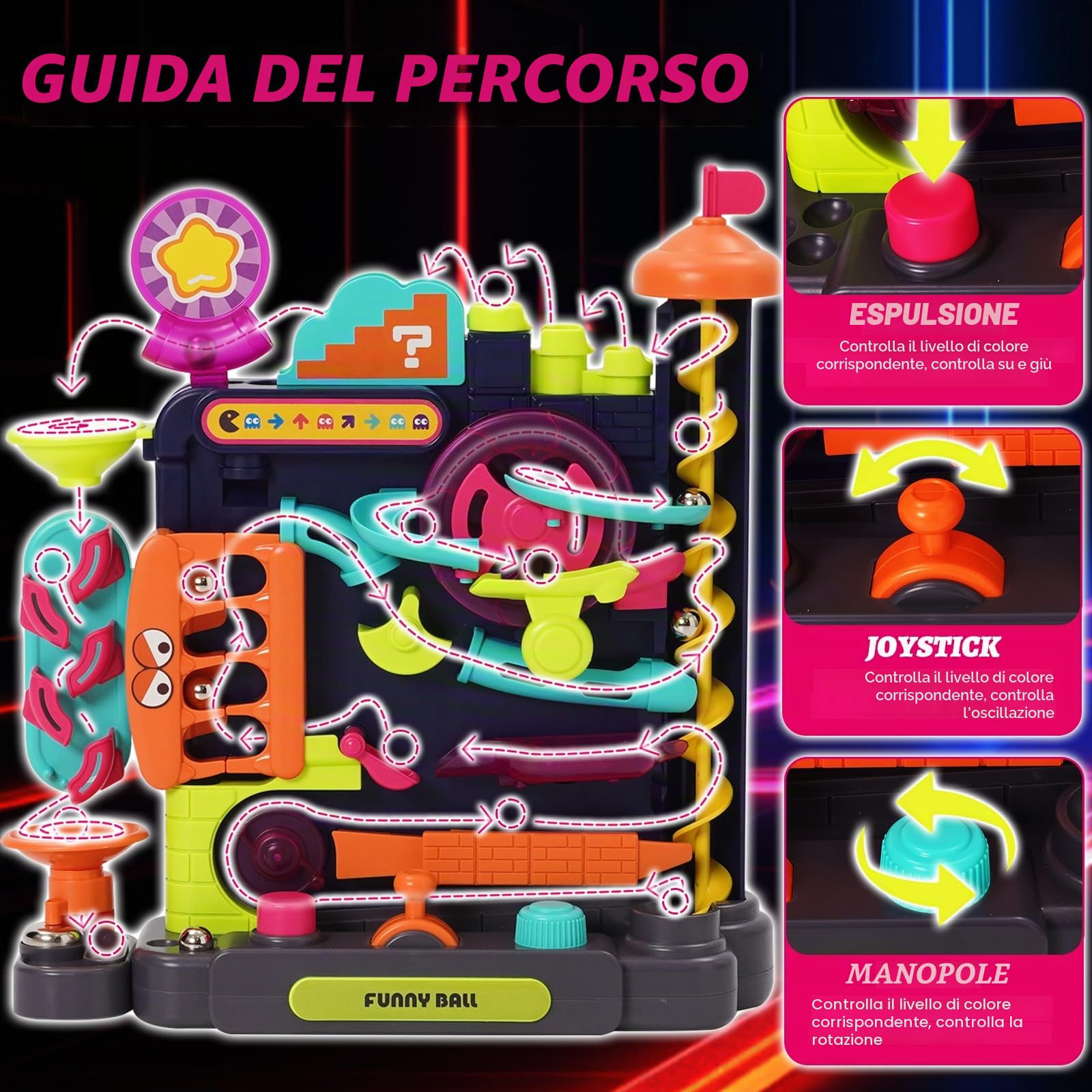 Labirinto di Perle Avventura Gravity Maze Gioco per Bambini, Percorso a Ostacoli Verticale, Pista per Sfere, Gioco di Coordinazione Oculare, Giocattolo Educativo STEM, Pista per Biglie dai 6