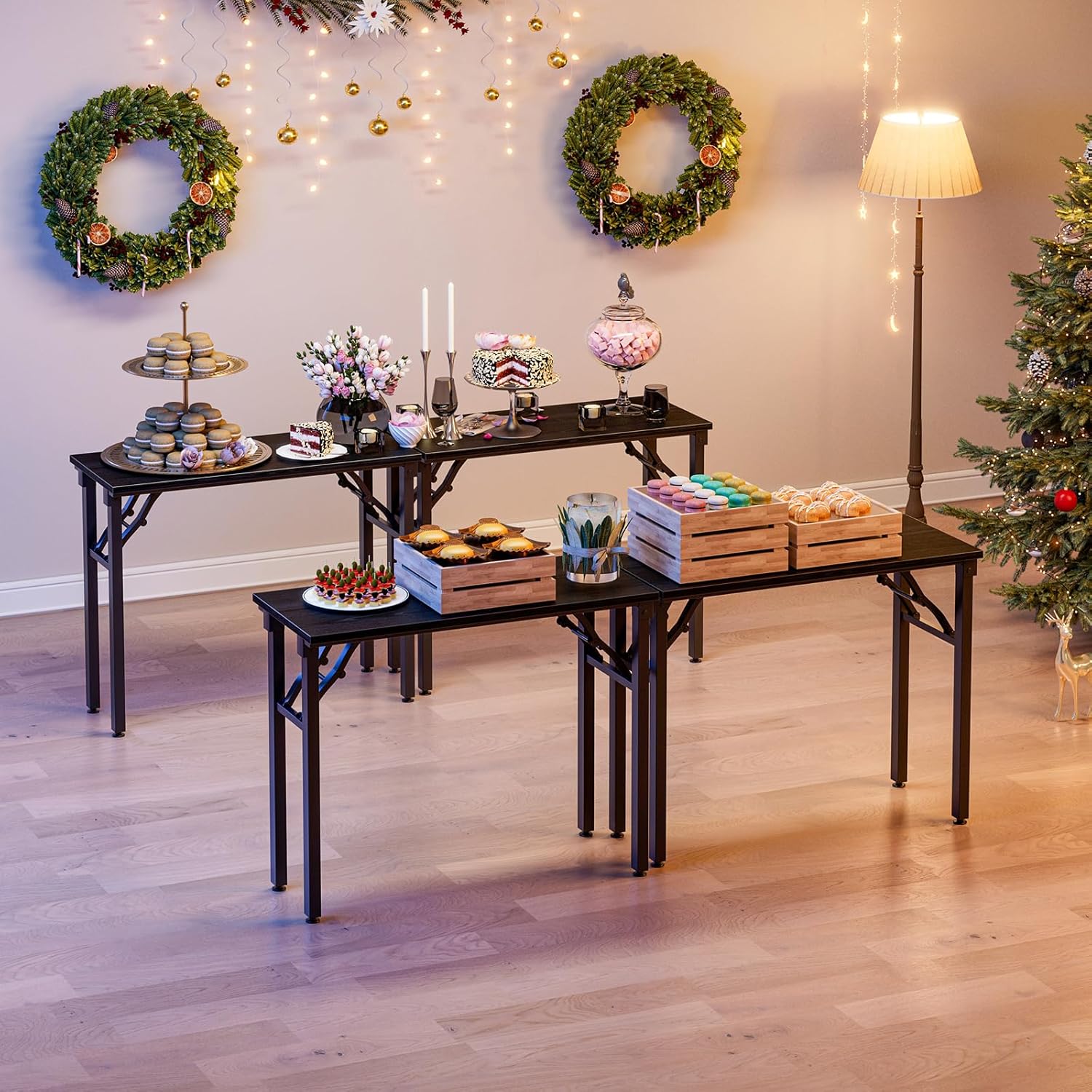 TEMI Small Computer Desk Folding Table - 35.8" Foldable Office Desk, No Assembly, Perfect for Small Spaces in Bedroom, or Apartment, Portable Mini Desk or Study Table Compact Design, Dark Oak 35.8 Inch NO Power Outlets Dark Oak