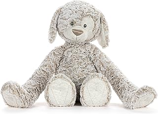 DEMDACO Heartful Hugs 13 x 12.5 Inch Polyester, Soft Cuddly, Weighted, Toy, Plush Stuffed Animal Brown and Grey, Puppy Dog