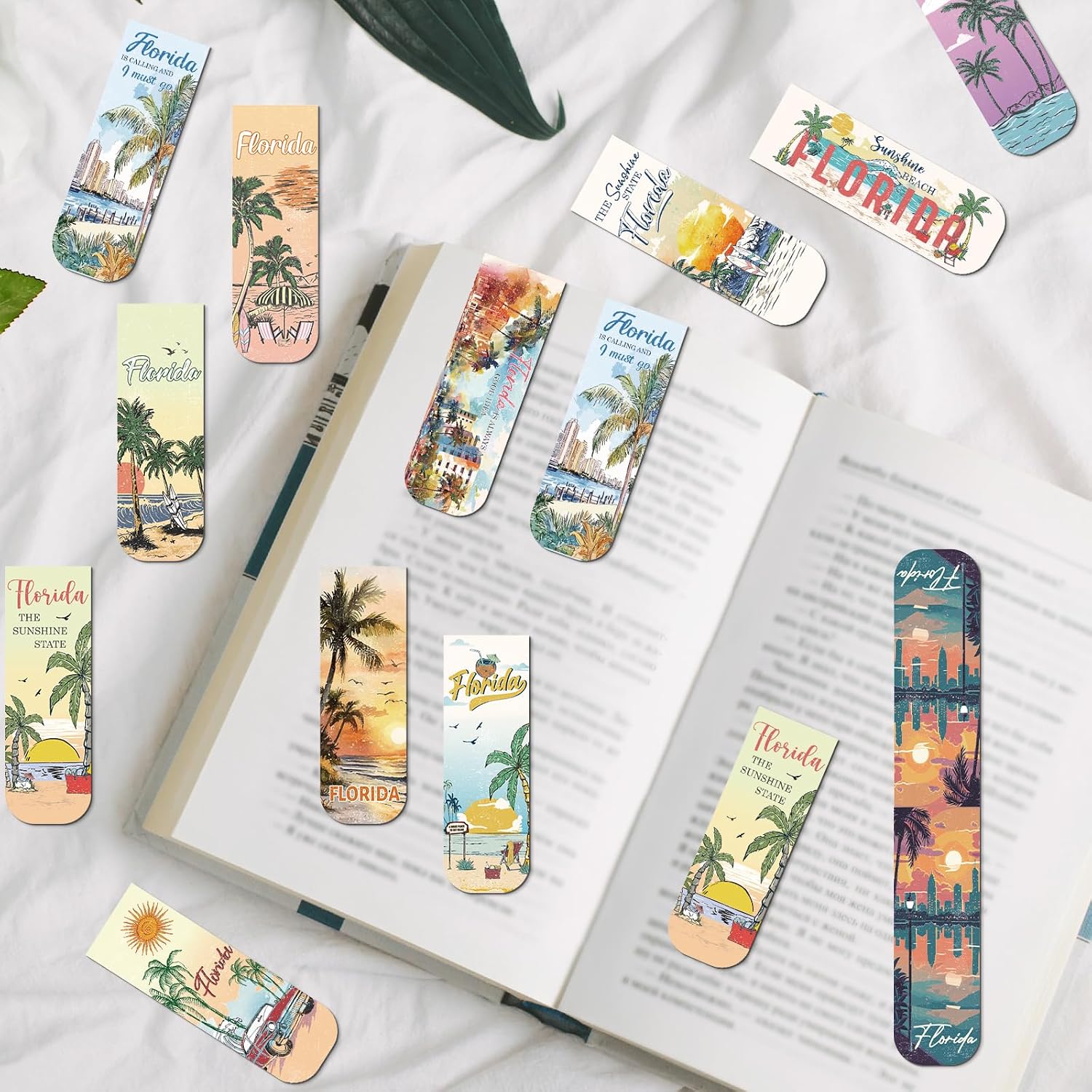 Wxiben 48 Pcs Florida Magnetic Bookmark Traveling City Book Mark Page Clip image 5