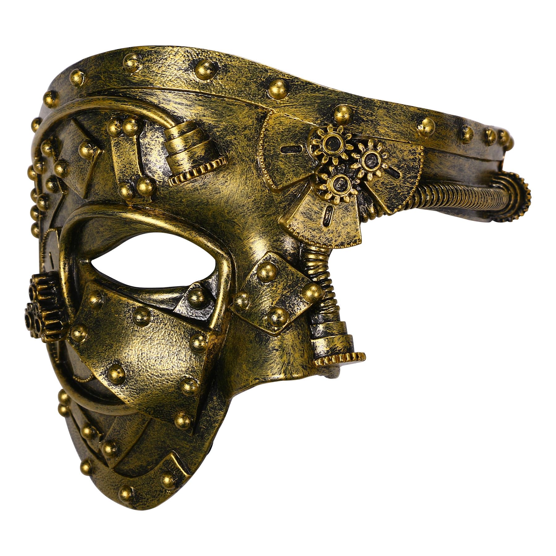 Oidea Masquerade Mask for Men: Steampunk Cyborg Masks Phantom of The Opera Mask Halloween Costume Prom Venetian Carnival Mardi Gras Ball Party Masks Antique Gold