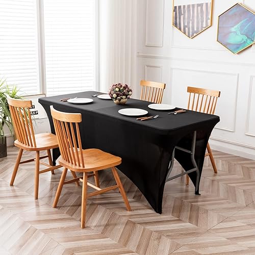 Miniatura 9 de 2 fundas de cama negras para mesa de masaje de 6 pies, cubierta de elastano (negro, 2)