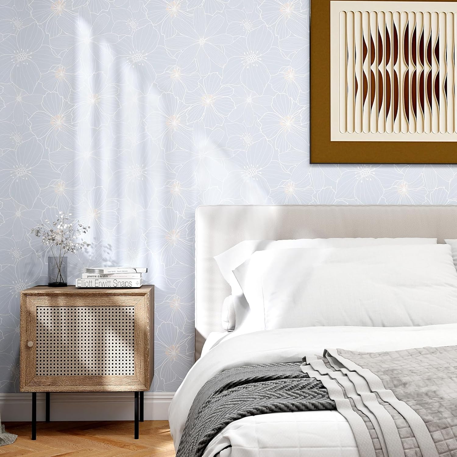 Kitico Peel and Stick Wallpaper Large Floral Vintage Stick on Wall Paper Blue French Textured Contact Paper for Cabinet Removable Self Adhesive Wallpaper Vinyl Roll Shelf Decor 17.3 x 200in