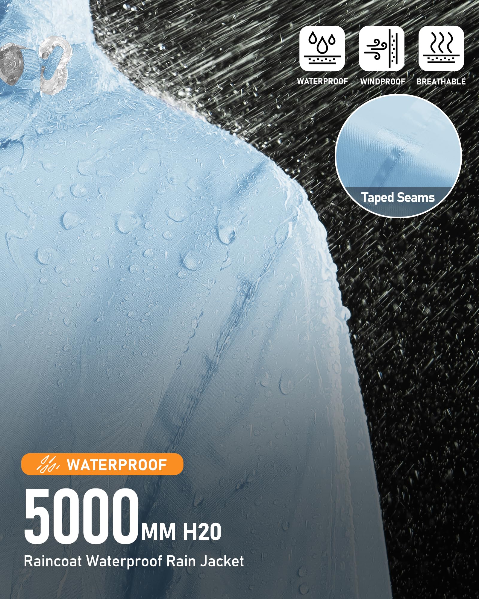 Outdoor Ventures Giacca impermeabile da donna, leggera, con cappuccio, per le mezze stagioni, da ciclismo, per attività all'aria aperta