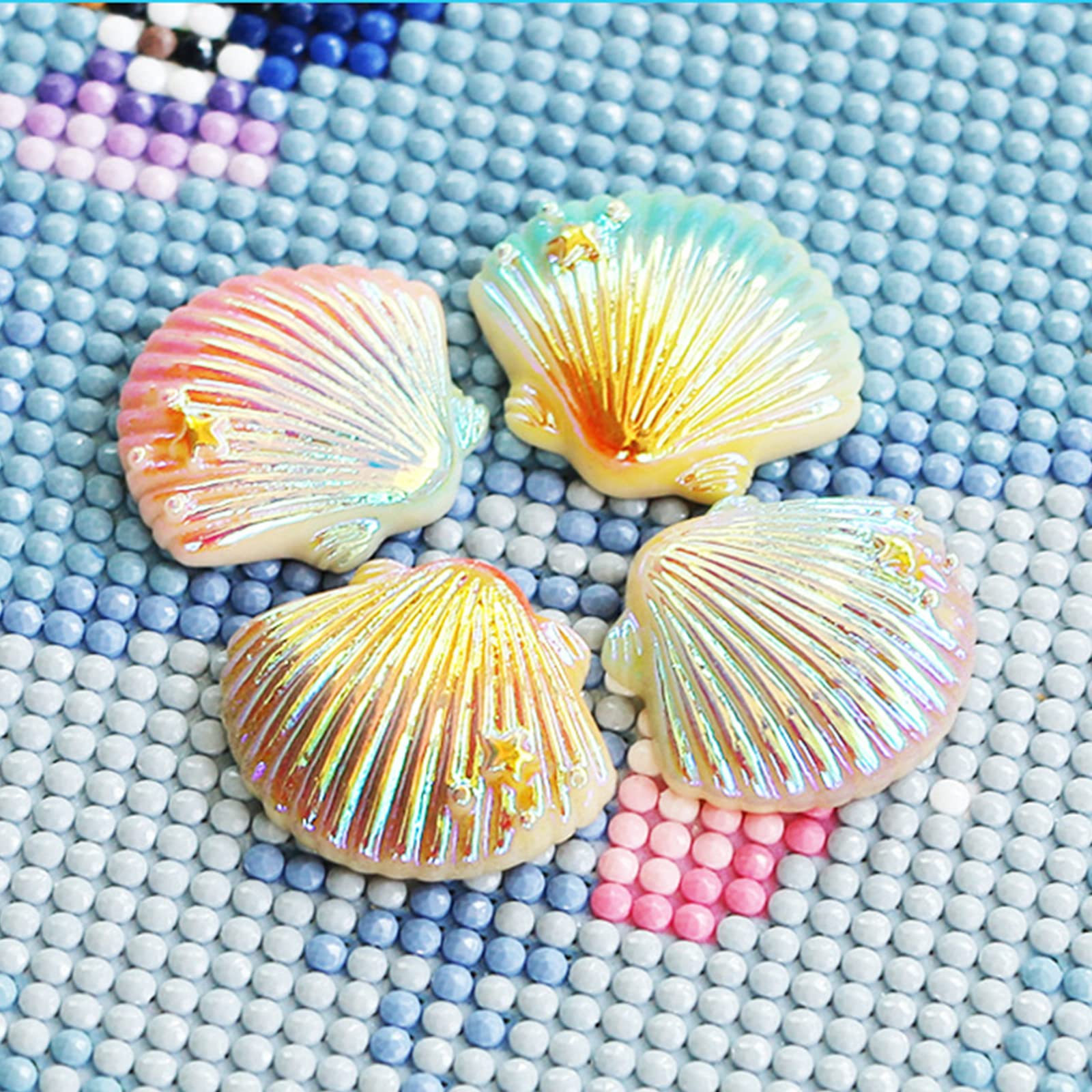 Vokowin 4 Pcs Shell Shape Diamond Painting Magnets Diamond Painting Magnetic Covers Holders Cross Stitch Magnets Art Accessories Cartoon Shape Embellishments for Crafts (K221-4) - Image 3