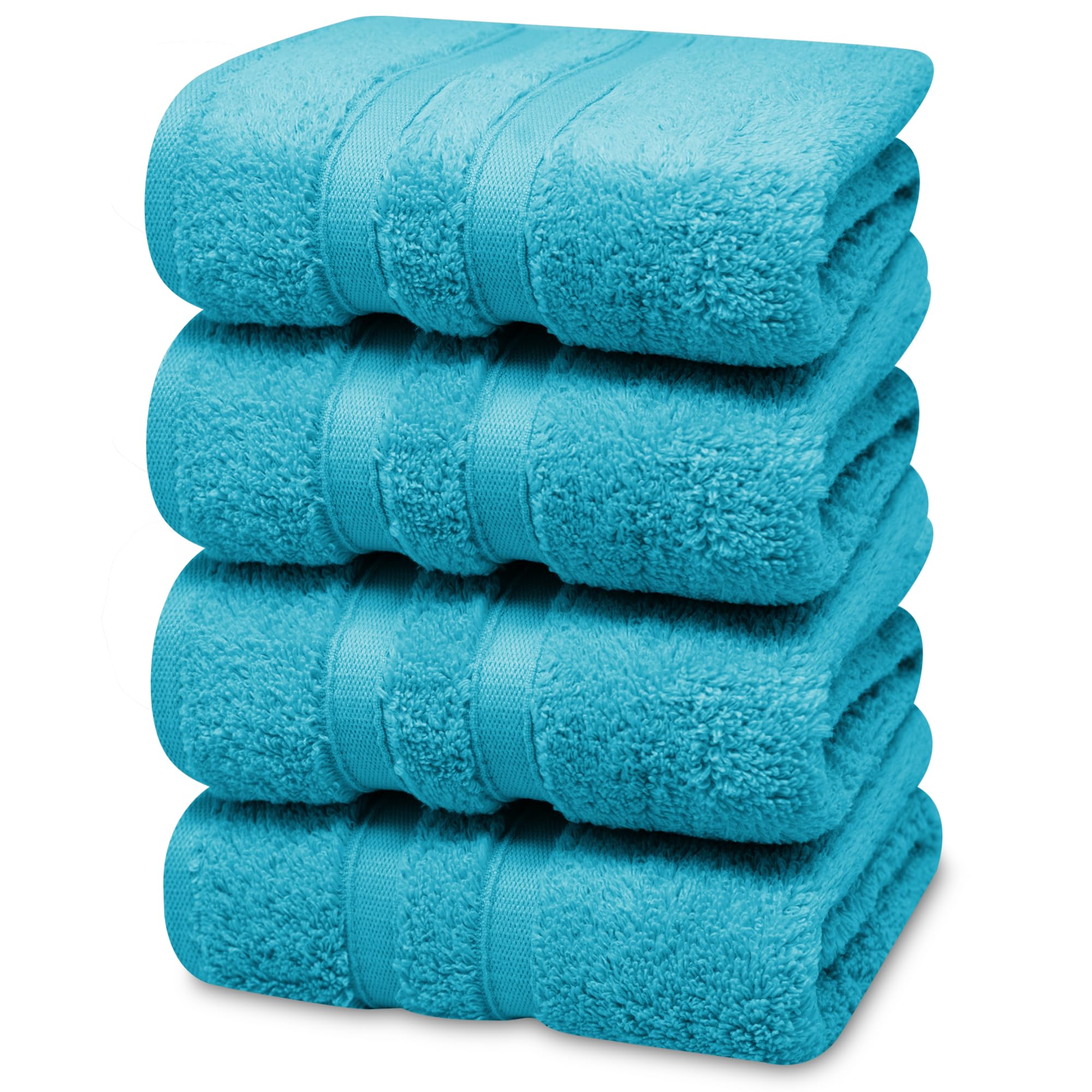 Towelogy ZHT_09 Premium Hand Towels - 100% Zero Twist Cotton Ultra Soft & Highly Absorbent Tear & Fade Resistant 50x80cm (4, Teal Blue)