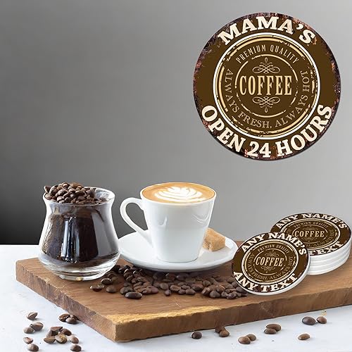 Miniatura 7 de Café y té Always Fresh Hot Custom Chic Sign Coaster Tazas rústicas Shabby Vintage Estilo Retro Cocina Bar Pub Cafetería Hombre Cueva cobertizo